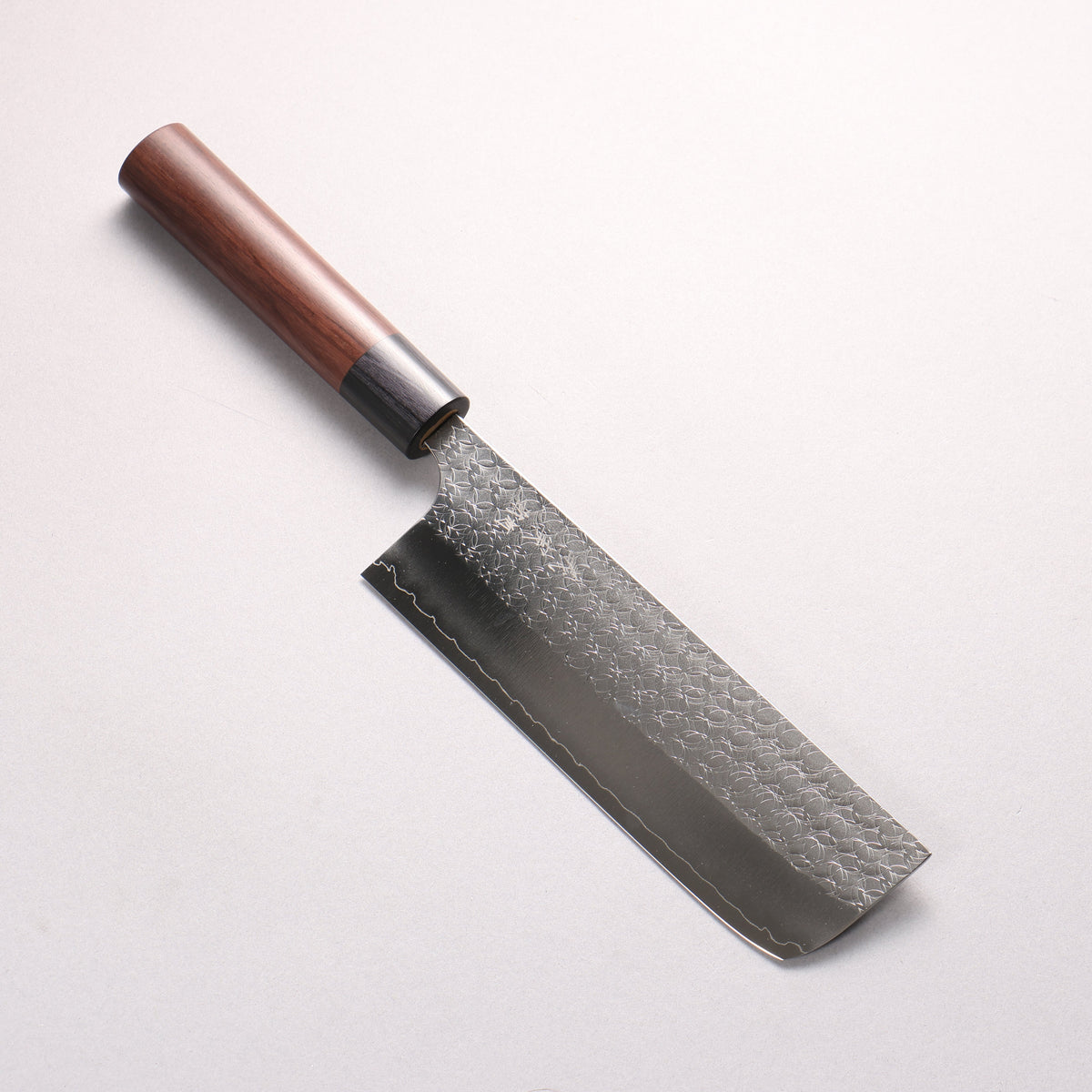 Yoshimi Kato Minamo SG2 Hammered Nakiri 165mm Rosewood (ferrule: Black Pakka wood) Maru Handle - Seisuke Knife
