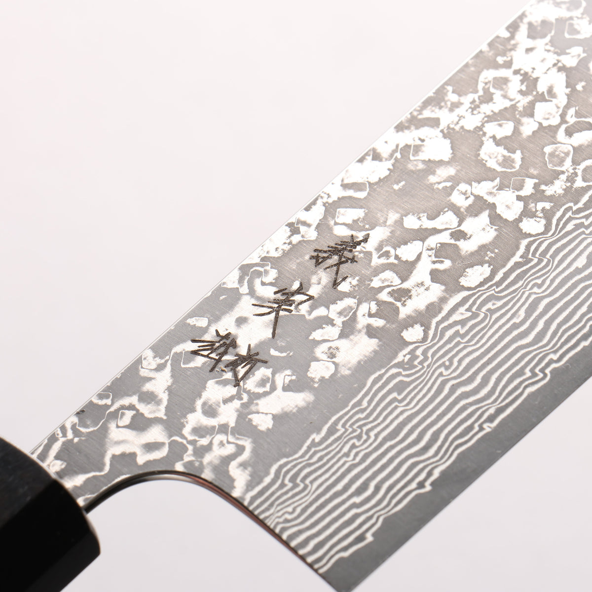 Yoshimi Kato VG10 Black Damascus Nakiri 165mm Chinese Quince Burl (Ferrule: Ebony) Handle - Seisuke Knife