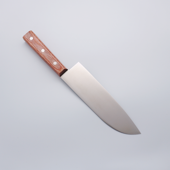 Sakai Ichiji 808 Steel Clamshell Santoku 180mm Brown Pakkawood Handle - Seisuke Knife