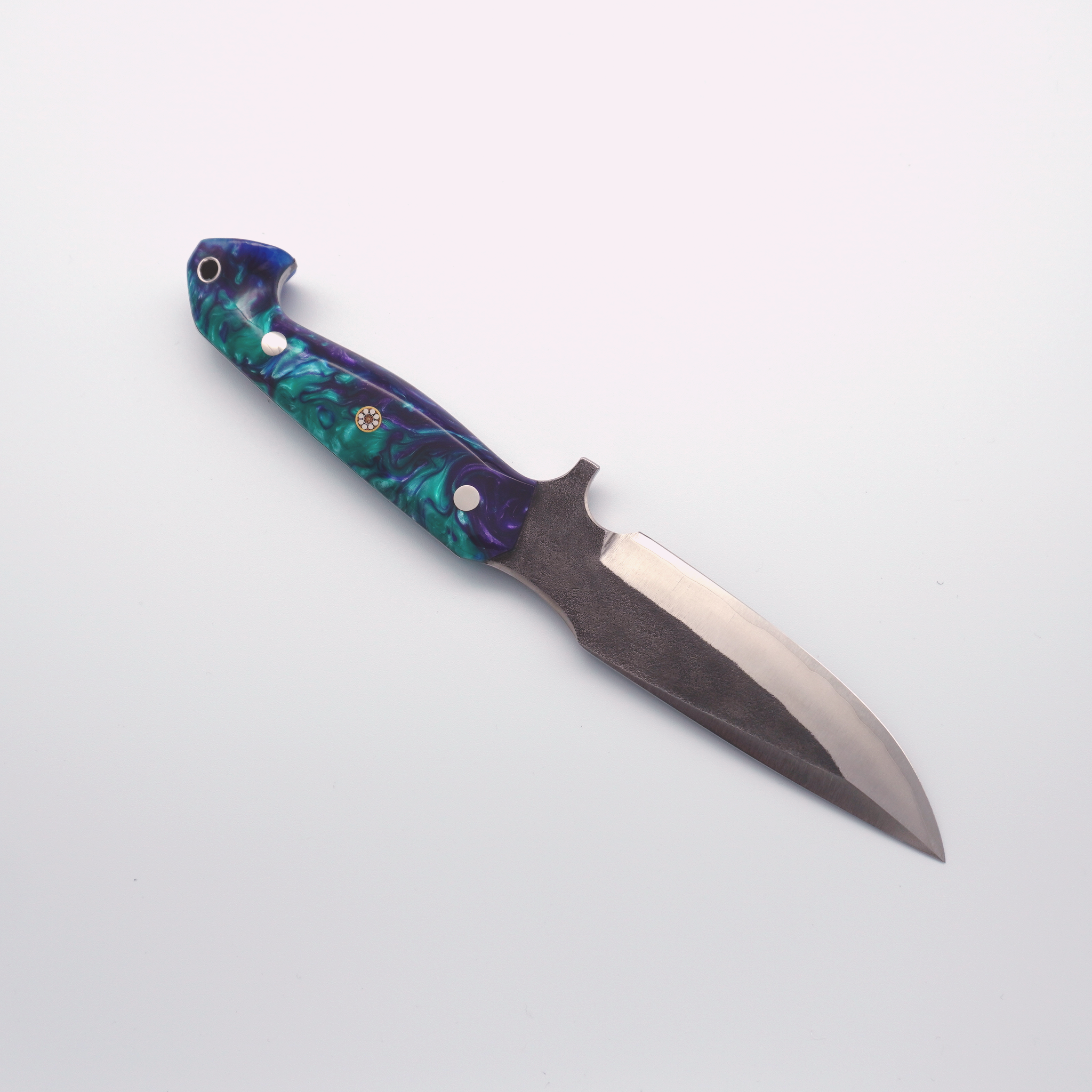 Daiki Mukai Blue Super Steel Hunting Knife 120mm Acrylic Handle - Seisuke Knife
