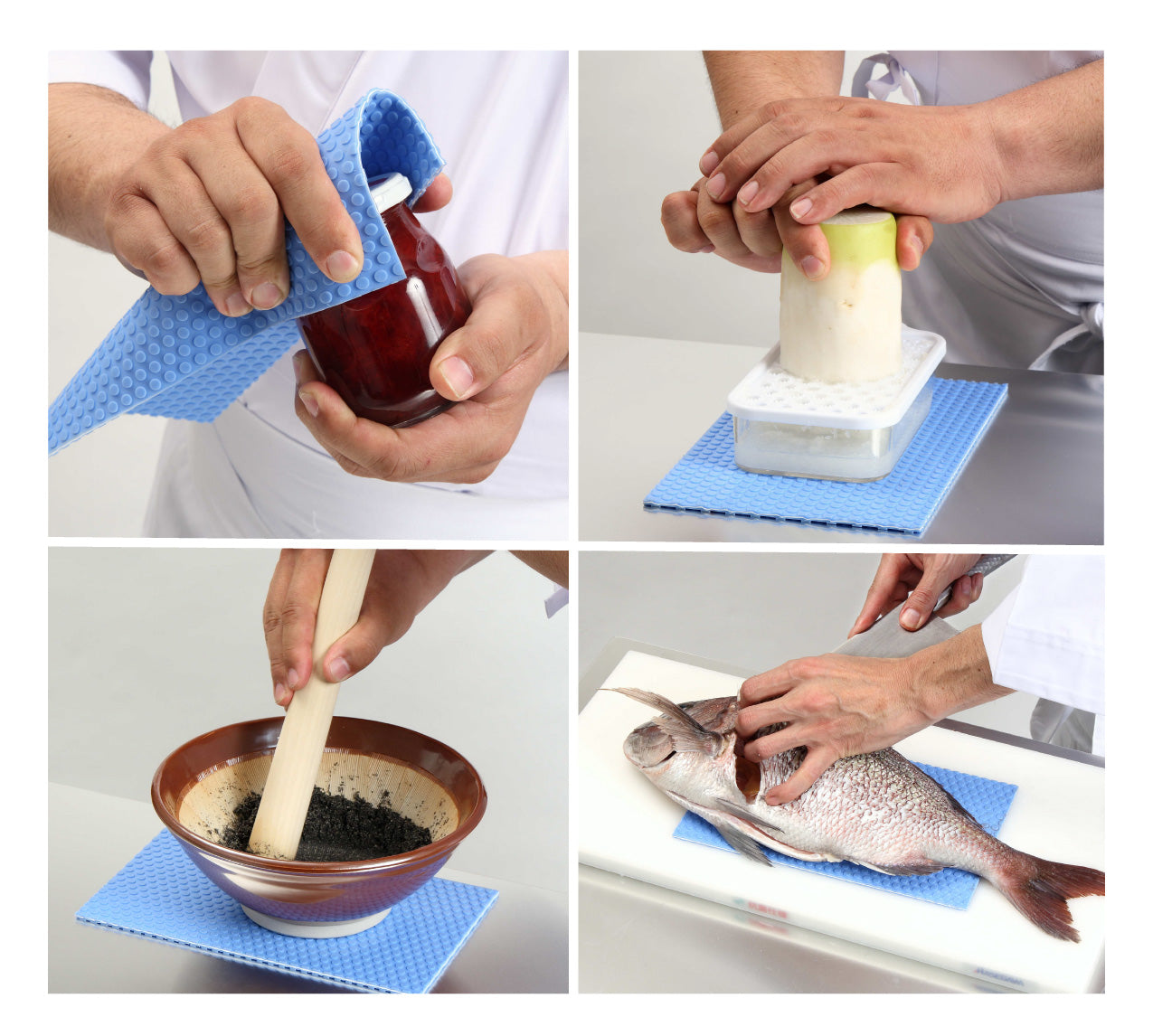 Hasegawa Cutting Board FYS Non-Slip Mat 250mm x 150mm (Blue) - Seisuke Knife