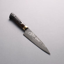  Takeshi Saji VG10 Black Damascus Petty-Utility  150mm Brown Deer Horn Handle - Seisuke Knife