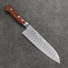  Seisuke VG10 Hammered Ribbed Santoku  180mm Mahogany Handle - Seisuke Knife