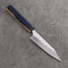  Yoshimi Kato SPG STRIX Hammered (V) Kiritsuke Petty-Utility  120mm Olive Tree and Blue Resin Handle - Seisuke Knife