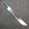 Takeshi Saji SG2 Damascus Diamond Finish Sakimaru Sujihiki  390mm White and Blue Marble Acrylic Handle - Seisuke Knife - Slide 1