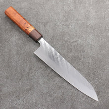  Takeshi Saji SPG STRIX Hammered Migaki Finished Gyuto  210mm Chinese Quince Burl (Ferrule: Purple Bombay Black Wood) Handle - Seisuke Knife