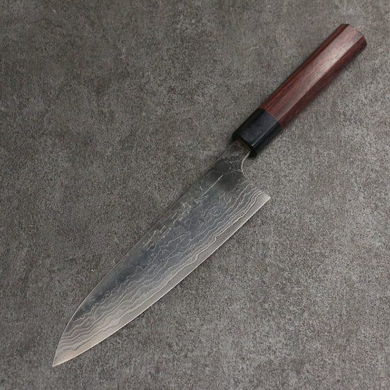 Nao Yamamoto SG2 Damascus Migaki Finished Gyuto  180mm Rosewood (Ferrule: Black Pakka Wood) Handle - Seisuke Knife