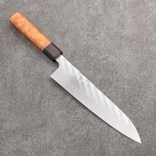  Takeshi Saji SPG STRIX Hammered Migaki Finished Gyuto  210mm Chinese Quince Burl (Ferrule: Ebony) Handle - Seisuke Knife