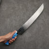 Takeshi Saji SG2 Damascus Diamond Finish Sakimaru Sujihiki  390mm White and Blue Marble Acrylic Handle - Seisuke Knife - Slide 4