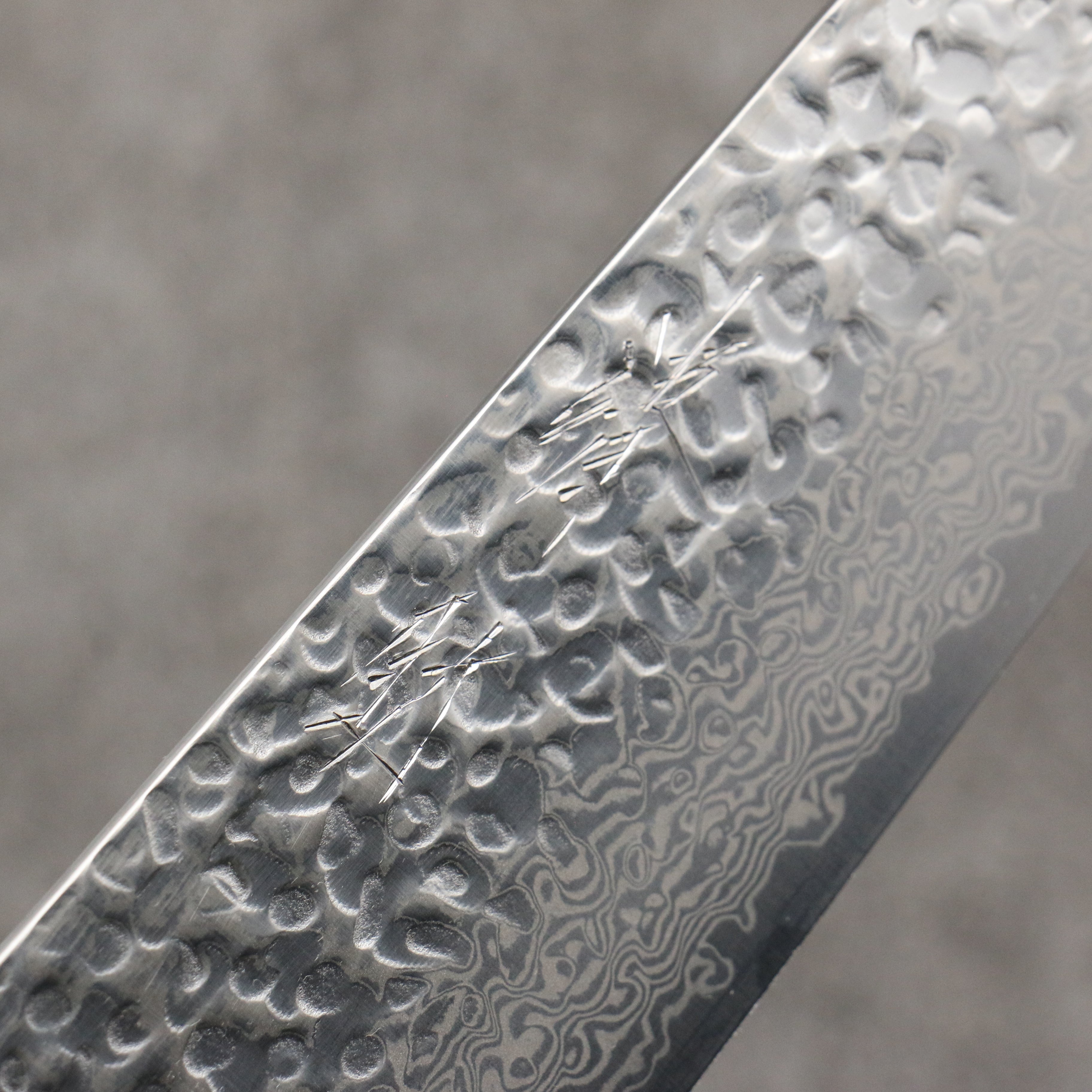 Seisuke Silver Steel No.3 Hammered Damascus Santoku 180mm Walnut (With Double Black Pakka wood) Handle - Seisuke Knife