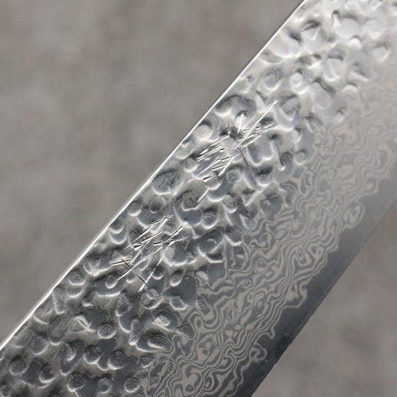 Seisuke Silver Steel No.3 Hammered Damascus Santoku  180mm Walnut(With Double Black Pakka wood) Handle - Seisuke Knife