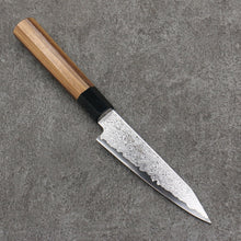  Seisuke VG10 Damascus Kiritsuke Petty-Utility  120mm Teak (ferrule: Black Plastic) Handle - Seisuke Knife