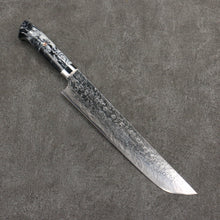  Takeshi Saji SG2 Damascus Diamond Finish Sakimaru Sujihiki  240mm White and Black Marble Acrylic Handle - Seisuke Knife