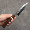 Yoshimi Kato SPG STRIX Hammered (V) Kiritsuke Petty-Utility  120mm Sandalwood with White Ring Handle - Seisuke Knife - Slide 4