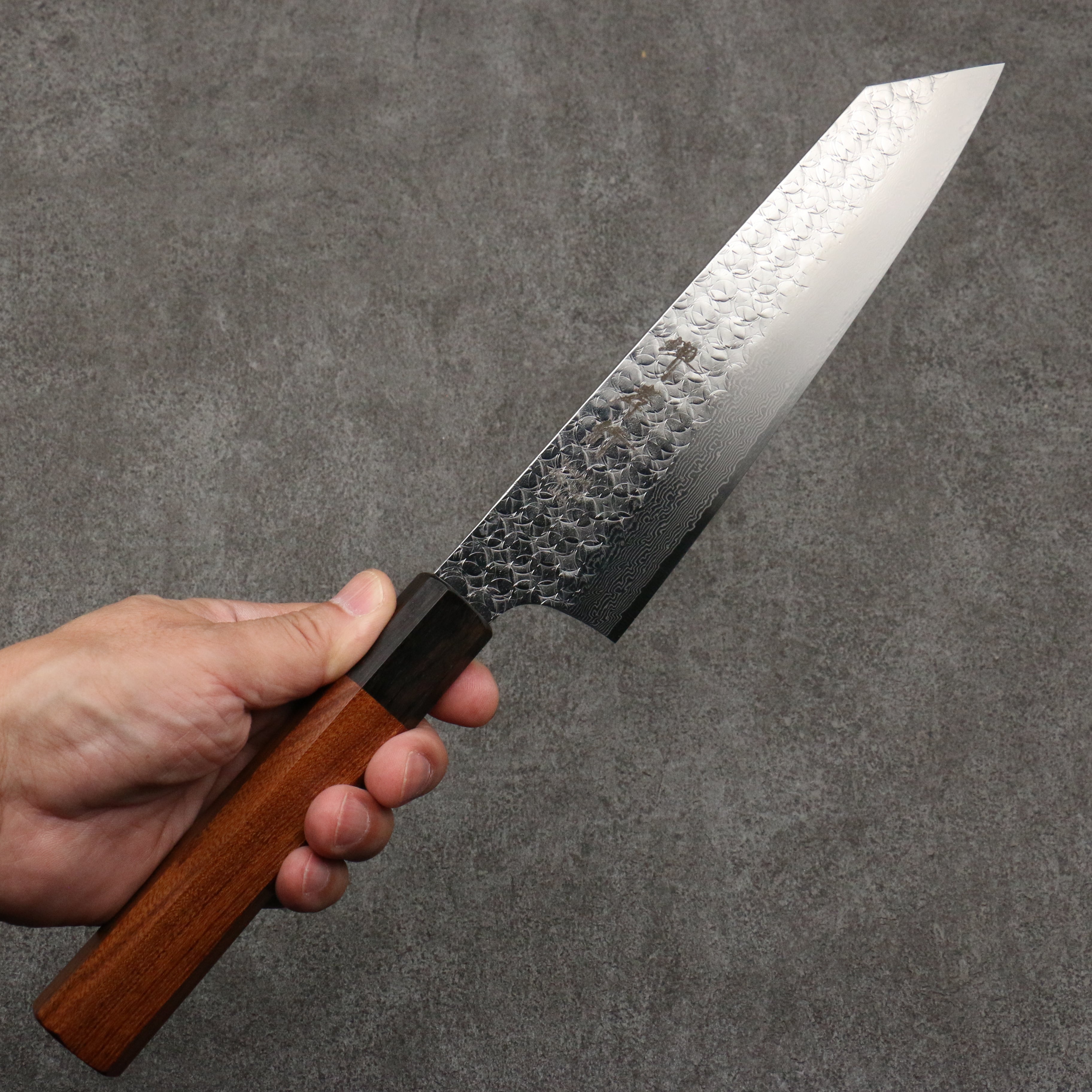 Sakai Takayuki SG2 Hammered Damascus Kiritsuke Gyuto 190mm Shitan & Black Pakkawood Handle - Seisuke Knife