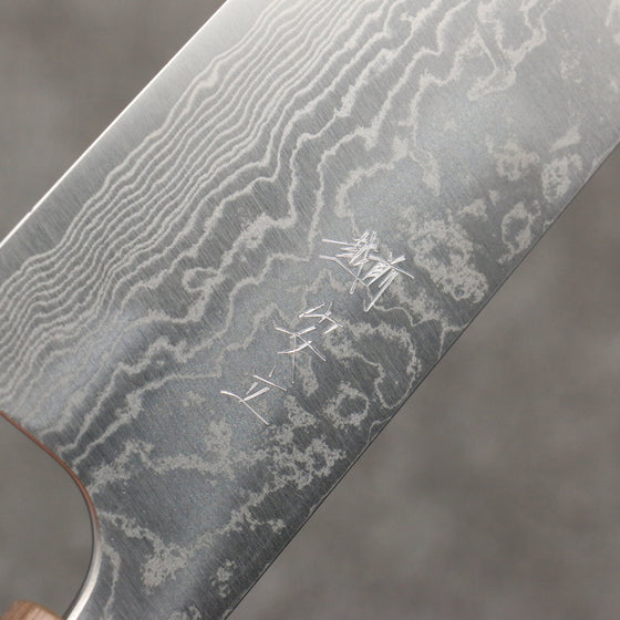 Anryu VG10 Migaki Finished Damascus Santoku  170mm Walnut (End Ferrule) Handle - Seisuke Knife