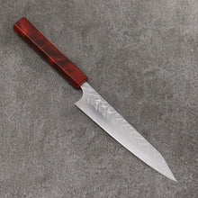  Yoshimi Kato SPG STRIX Hammered (V) Kiritsuke Petty-Utility  150mm Olive Tree and Red Resin Handle - Seisuke Knife