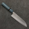 Yoshimi Kato VG10 Nashiji Damascus Santoku  170mm Blue Stabilized Wood (With Black Ring) Handle - Seisuke Knife - Slide 1