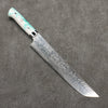 Takeshi Saji SG2 Damascus Diamond Finish Sakimaru Sujihiki  240mm White and Green Marble Acrylic Handle - Seisuke Knife - Slide 1