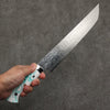 Takeshi Saji SG2 Damascus Diamond Finish Sakimaru Sujihiki  240mm White and Green Marble Acrylic Handle - Seisuke Knife - Slide 4