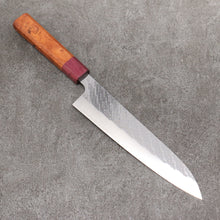  Takeshi Saji SPG STRIX Hammered Migaki Finished Gyuto  210mm Chinese Quince Burl (Ferrule: Purple Heart) Handle - Seisuke Knife