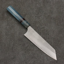  Yoshimi Kato VG10 Nashiji Damascus Bunka  170mm Blue Stabilized Wood (With Black Ring) Handle - Seisuke Knife