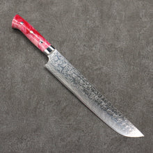  Takeshi Saji SG2 Damascus Diamond Finish Sakimaru Sujihiki  240mm Pink and Red Marble Acrylic Handle - Seisuke Knife