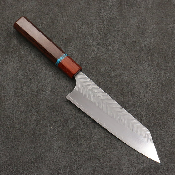 Yoshimi Kato SPG STRIX Hammered (V) Bunka  170mm Rosewood (Turquoise Ring) Handle - Seisuke Knife