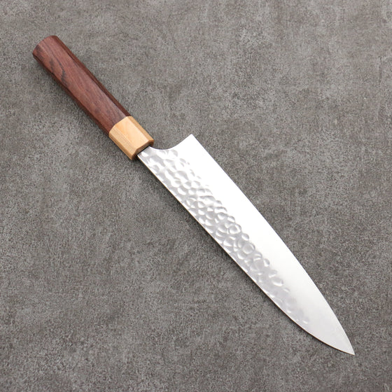 Yoshimi Kato Silver Steel No.3 Hammered(Maru) Migaki Finished Gyuto  210mm Honduras (ferrule: White Pakka wood) Handle - Seisuke Knife