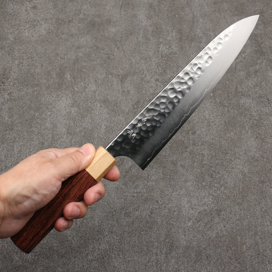 Yoshimi Kato Silver Steel No.3 Hammered(Maru) Migaki Finished Gyuto  210mm Honduras (ferrule: White Pakka wood) Handle - Seisuke Knife