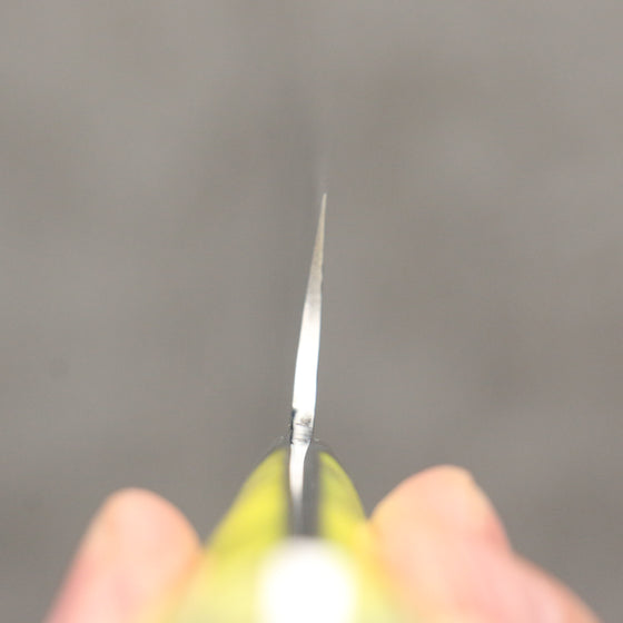 Takeshi Saji SG2 Black Damascus Sakimaru Sujihiki  240mm Purple and Yellow Marble Acrylic Handle - Seisuke Knife