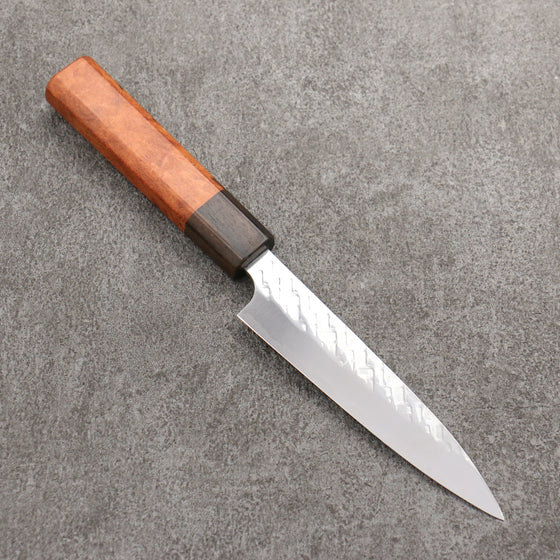 Takeshi Saji SPG STRIX Hammered Migaki Finished Petty-Utility  130mm Chinese Quince Burl (Ferrule: Ziricote) Handle - Seisuke Knife