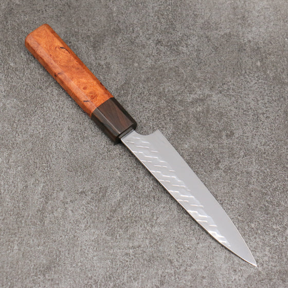 Takeshi Saji SPG STRIX Hammered Migaki Finished Petty-Utility  130mm Chinese Quince Burl (Ferrule: Ziricote) Handle - Seisuke Knife