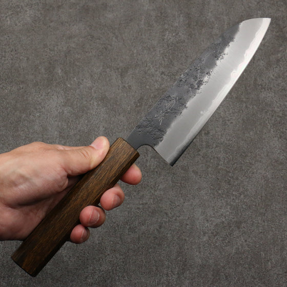 Oul Blue Super Black Nashiji Santoku  165mm Oak Handle - Seisuke Knife