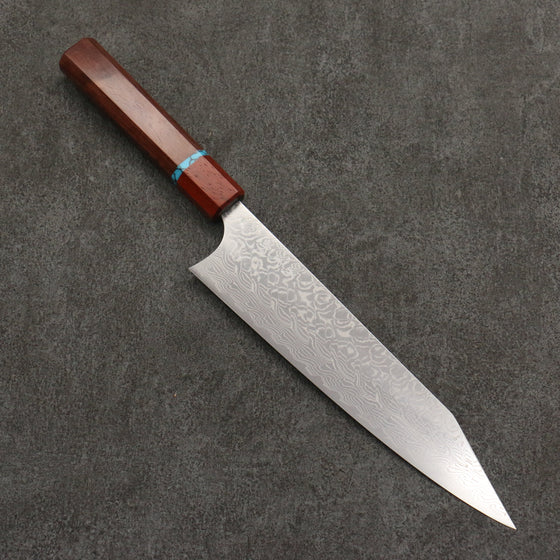 Yoshimi Kato SG2 Damascus Migaki Polish Finish Gyuto  210mm Rosewood (Turquoise Ring) Handle - Seisuke Knife