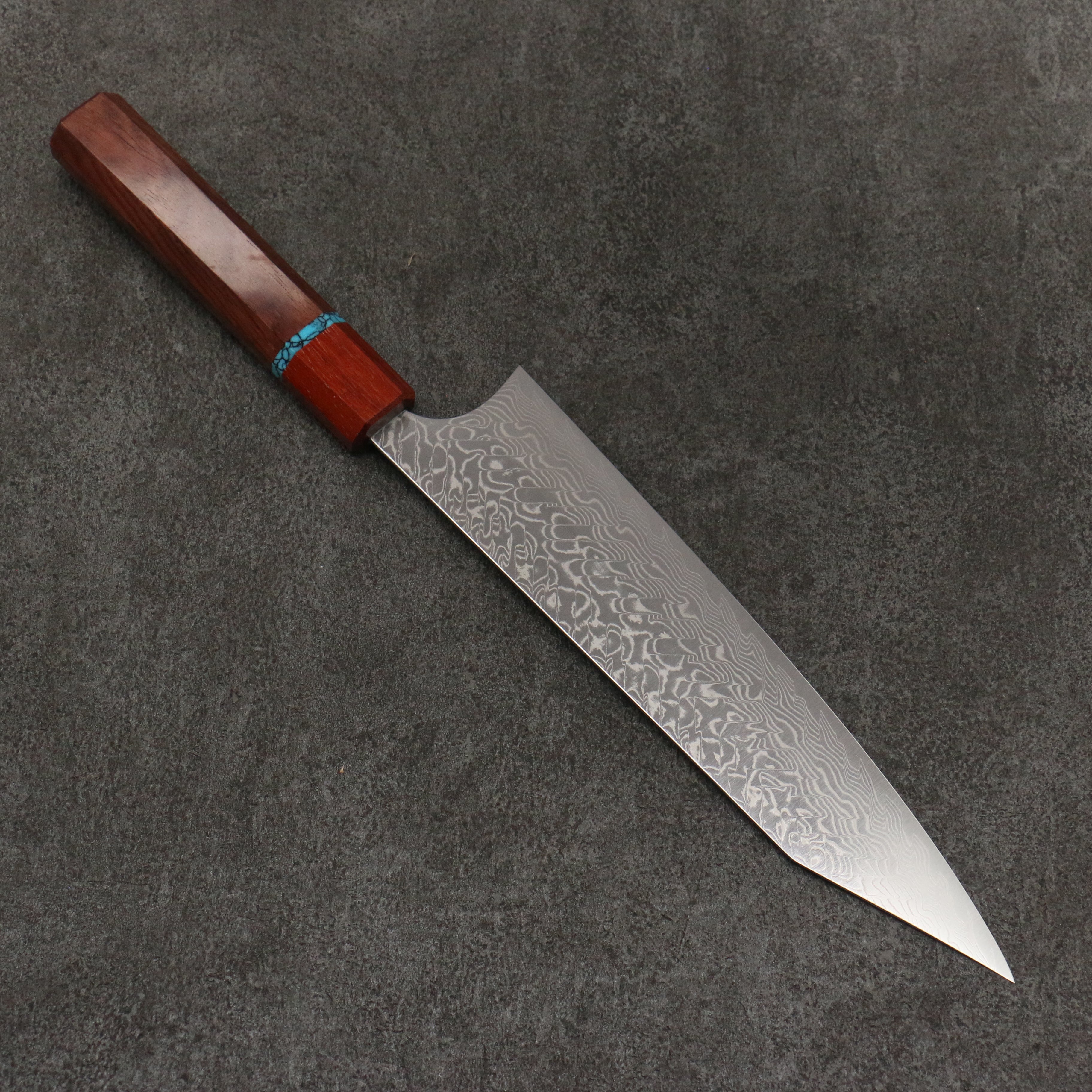 Yoshimi Kato SG2 Damascus Migaki Finish Gyuto 210mm Shitan & Turquoise Handle - Seisuke Knife