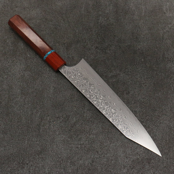 Yoshimi Kato SG2 Damascus Migaki Polish Finish Gyuto  210mm Rosewood (Turquoise Ring) Handle - Seisuke Knife