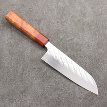  Takeshi Saji SPG STRIX Hammered Migaki Finished Santoku  165mm Chinese Quince Burl (Ferrule: Padaouk) Handle - Seisuke Knife