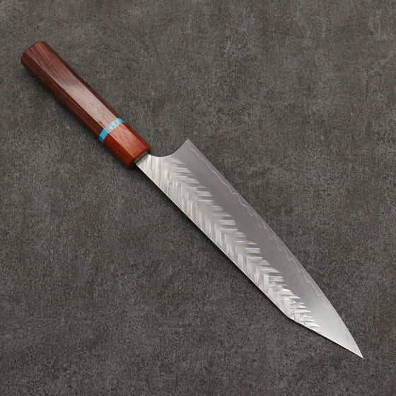 Yoshimi Kato SPG STRIX Hammered (V) Kiritsuke Gyuto  210mm Rosewood (Turquoise Ring) Handle - Seisuke Knife