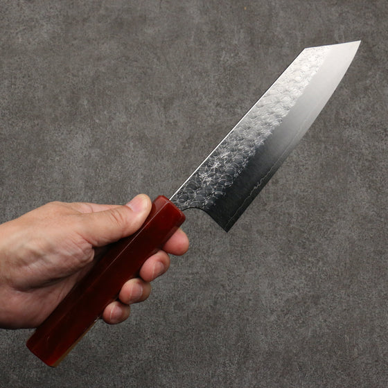 Yoshimi Kato Minamo SG2 Hammered Bunka  170mm Olive Tree and Red Resin Handle - Seisuke Knife