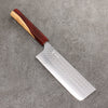 Yoshimi Kato Minamo SG2 Hammered Nakiri  165mm Olive Tree and Red Resin Handle - Seisuke Knife - Slide 1