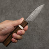 Yoshimi Kato VG10 Black Damascus Paring  75mm Sandalwood with White Ring Handle - Seisuke Knife