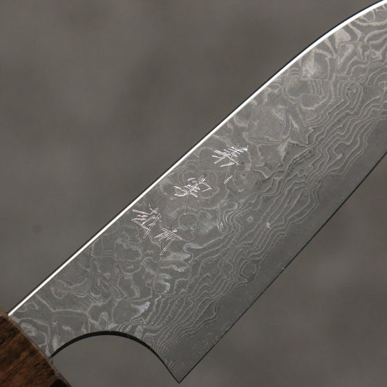 Yoshimi Kato VG10 Black Damascus Paring  75mm Sandalwood with White Ring Handle - Seisuke Knife