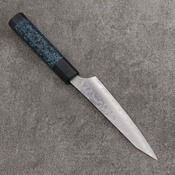 Yu Kurosaki Senko Ei Ai Tenmoku SG2 Hammered Petty-Utility  130mm Indigo Lacquered (Tenmoku) Handle with Sheath - Seisuke Knife