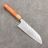 Takeshi Saji SPG STRIX Hammered Migaki Finished Santoku 165mm Chinese Quince Burl Zebra Wood Handle - Seisuke Knife