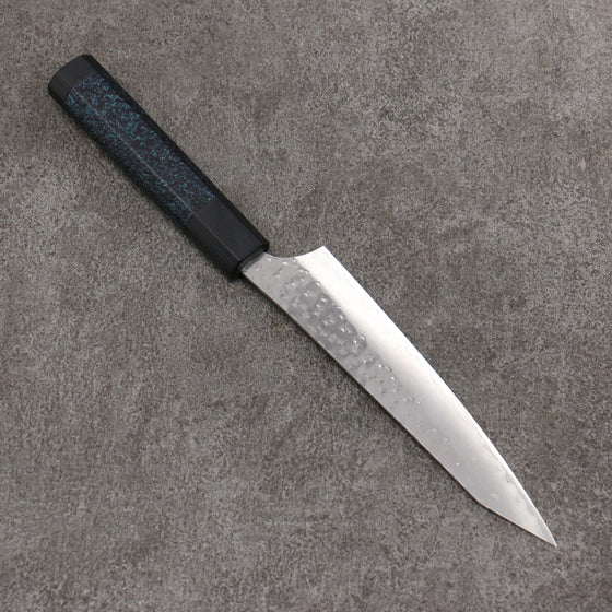 Yu Kurosaki Senko Ei Ai Tenmoku SG2 Hammered Petty-Utility  150mm Indigo Lacquered (Tenmoku) Handle with Sheath - Seisuke Knife