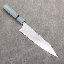  Yoshimi Kato Minamo SG2 Hammered Kiritsuke Gyuto  210mm Blue Stabilized Wood (With Black Ring) Handle - Seisuke Knife