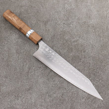  Yoshimi Kato Minamo SG2 Hammered Kiritsuke Gyuto  210mm Brown Stabilized Wood (White turquoise Ring) Handle - Seisuke Knife