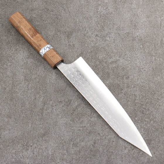 Yoshimi Kato Minamo SG2 Hammered Kiritsuke Gyuto  210mm Brown Stabilized Wood (White turquoise Ring) Handle - Seisuke Knife