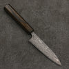 Yoshimi Kato VG10 Black Damascus Petty-Utility  120mm Dark Lacquered Japanese Pagoda Tree Handle - Seisuke Knife - Slide 1